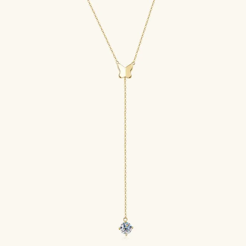 Elegante Schleife Premium Moissanite Lariat Halskette