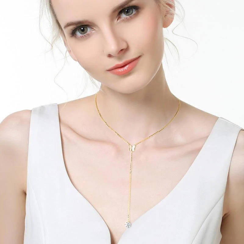 Elegante Schleife Premium Moissanite Lariat Halskette