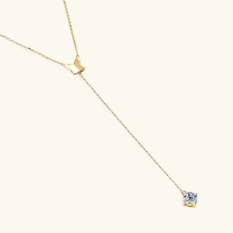 Elegante Schleife Premium Moissanite Lariat Halskette