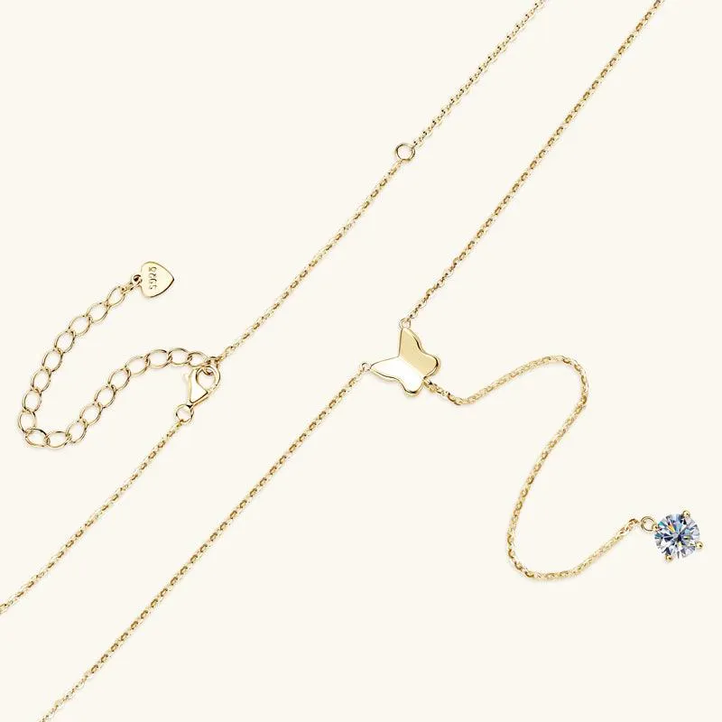 Elegante Schleife Premium Moissanite Lariat Halskette