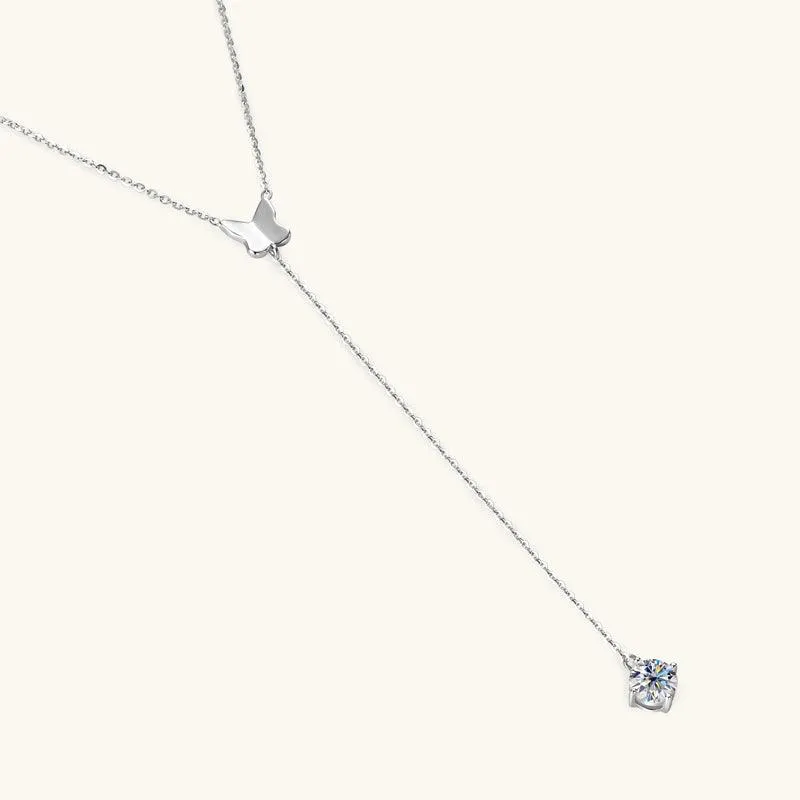 Elegante Schleife Premium Moissanite Lariat Halskette