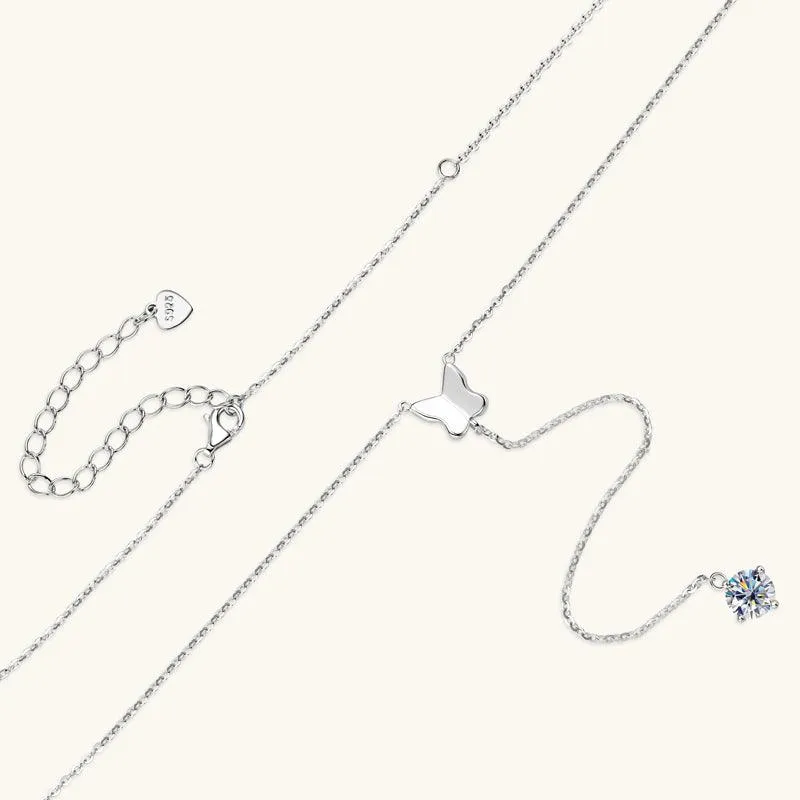 Elegante Schleife Premium Moissanite Lariat Halskette