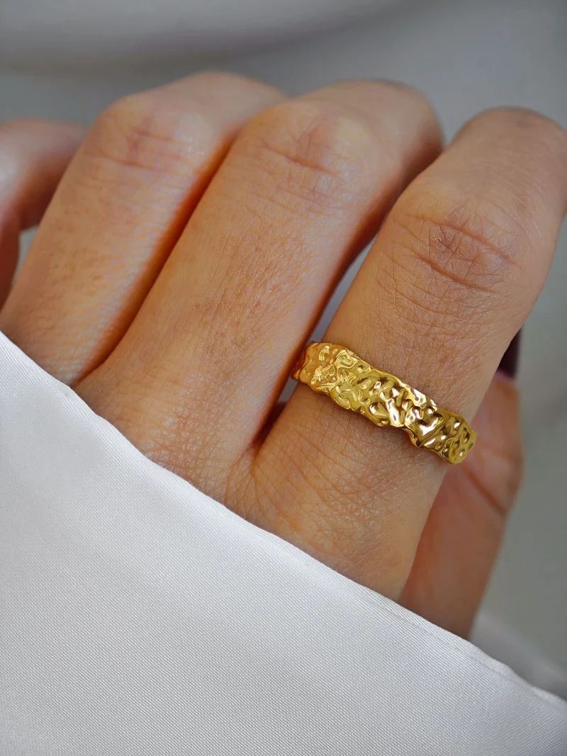 Bold Hammered Ring