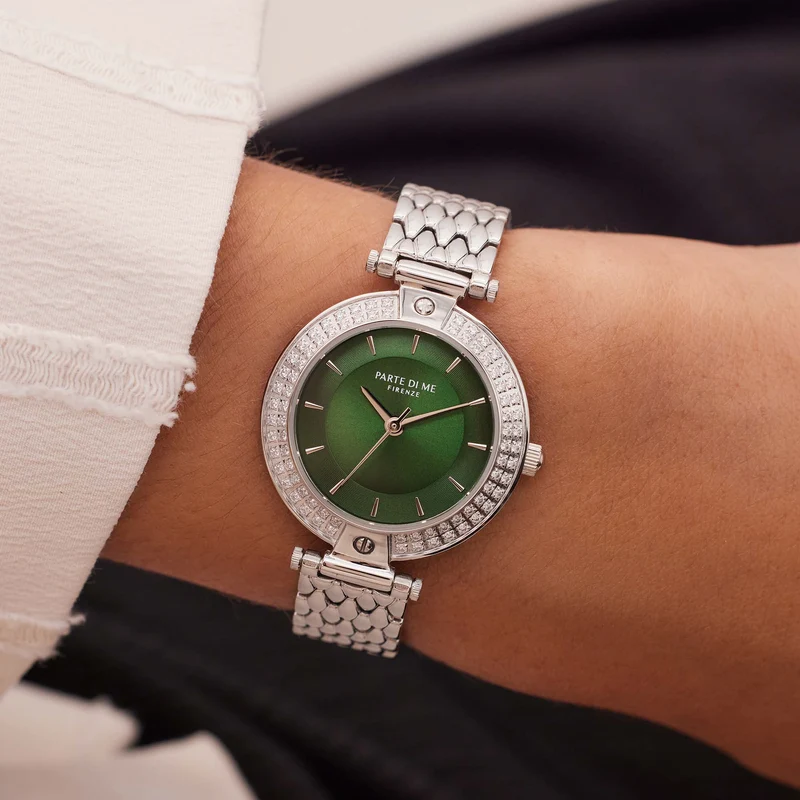 Parte Di Me Orologio Rond DamenUhr Silberfarbene und Groen PDM09010