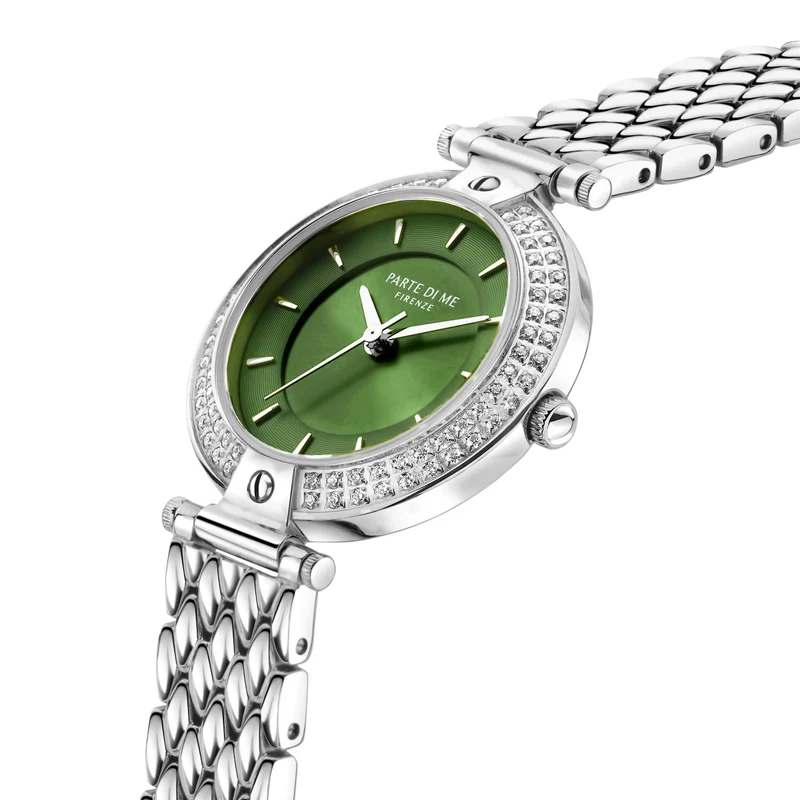Parte Di Me Orologio Rond DamenUhr Silberfarbene und Groen PDM09010