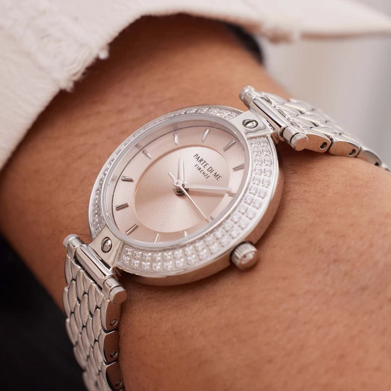 Parte Di Me Orologio Rond DamenUhr Silberfarbene und Taupe PDM09009