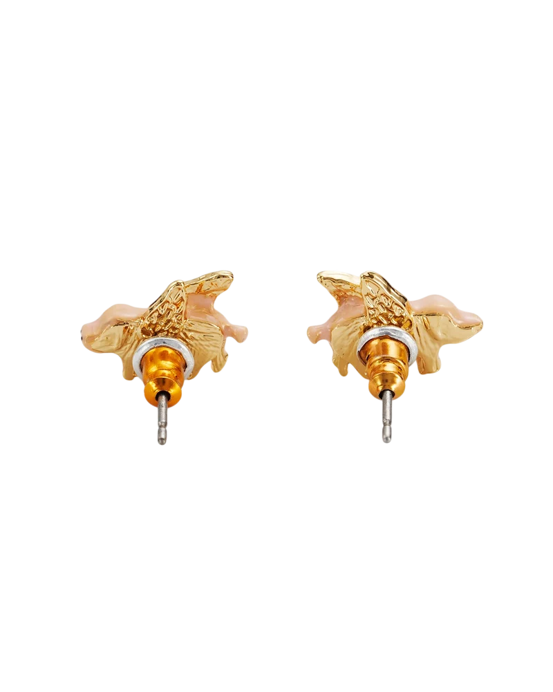 Gold Flying Pig Stud Earrings