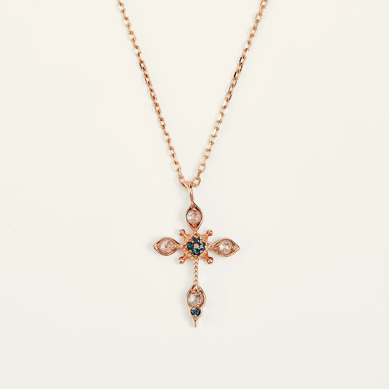 Halskette mit Kreuzanhänger aus Roségold – Alltimes