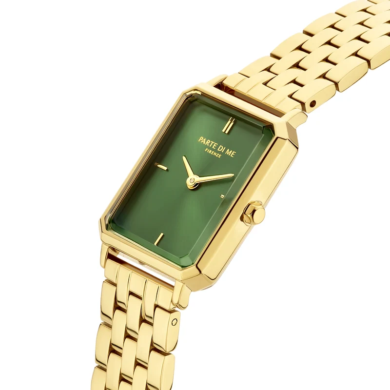 Parte Di Me Orologio Rechthoekig DamenUhr Goldfarbene und Groen PDM09002