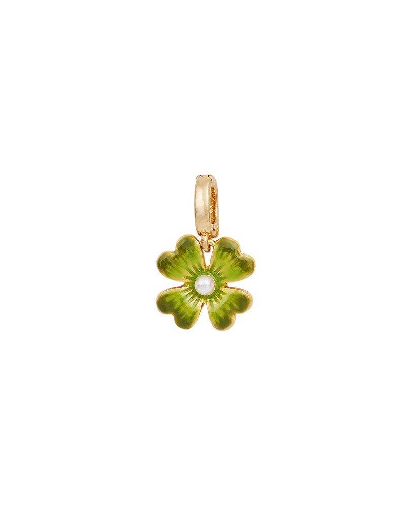 Gold Lucky Clover & Pearl Charm