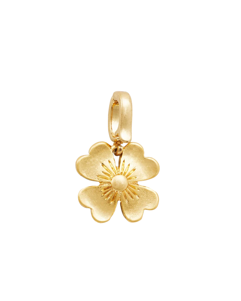 Gold Lucky Clover & Pearl Charm