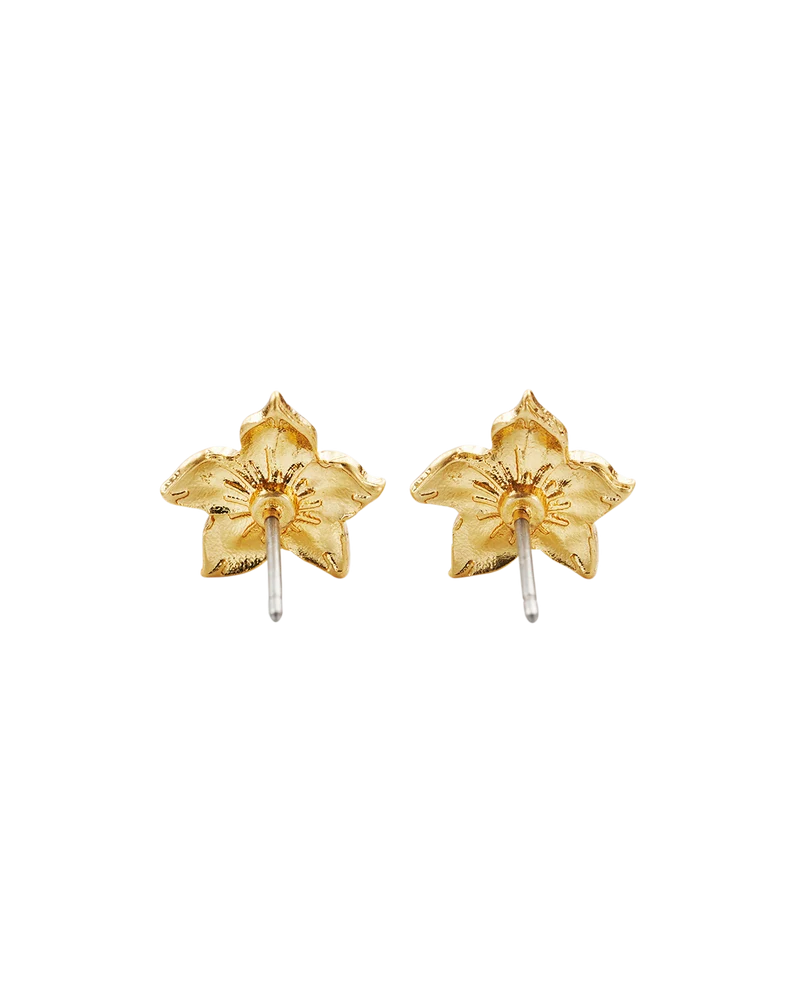 Gold Jasmine & Pearl Stud Earrings