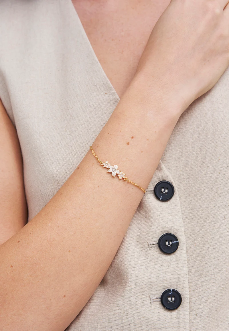 Gold Jasmine & Pearl Bracelet