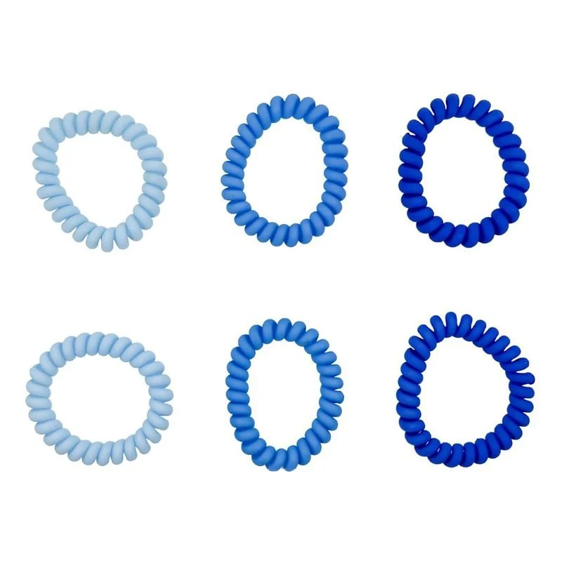 SOHO Thia Spiral-Haargummis, 6 Stück - Blau