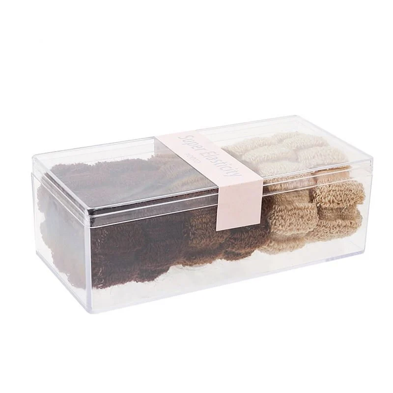 Haargummi 2er Pack – beige & Braun – mit Holz-Detail