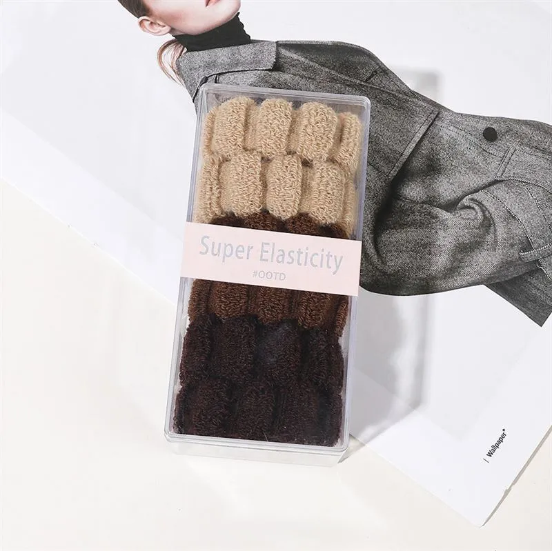 Haargummi 2er Pack – beige & Braun – mit Holz-Detail