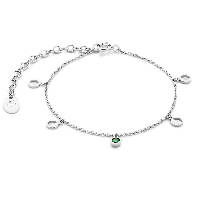Violet Hamden Violet's Gift 925 Sterling Silbernes Armband- und Ohrstecker-Geschenkset mit Grünen Zirkonia-Steinen VH90061
