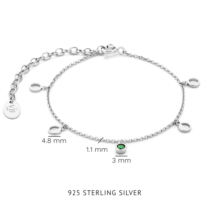 Violet Hamden Violet's Gift 925 Sterling Silbernes Armband- und Ohrstecker-Geschenkset mit Grünen Zirkonia-Steinen VH90061