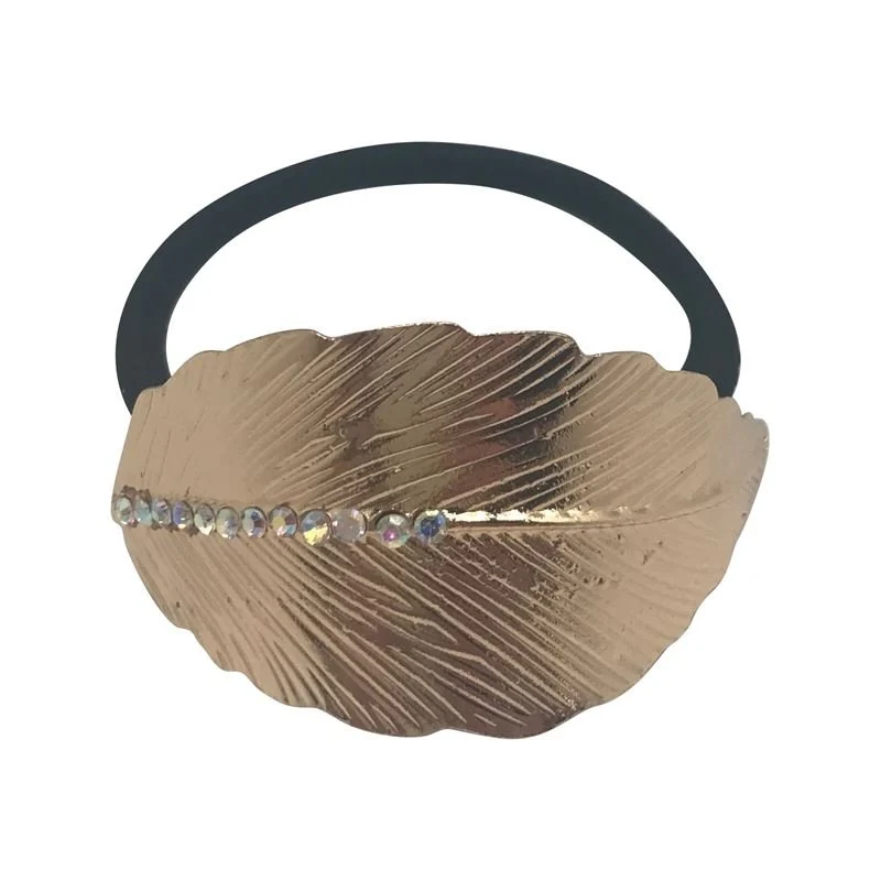 Haargummi mit Blatt-Design – goldfarben von SOHO