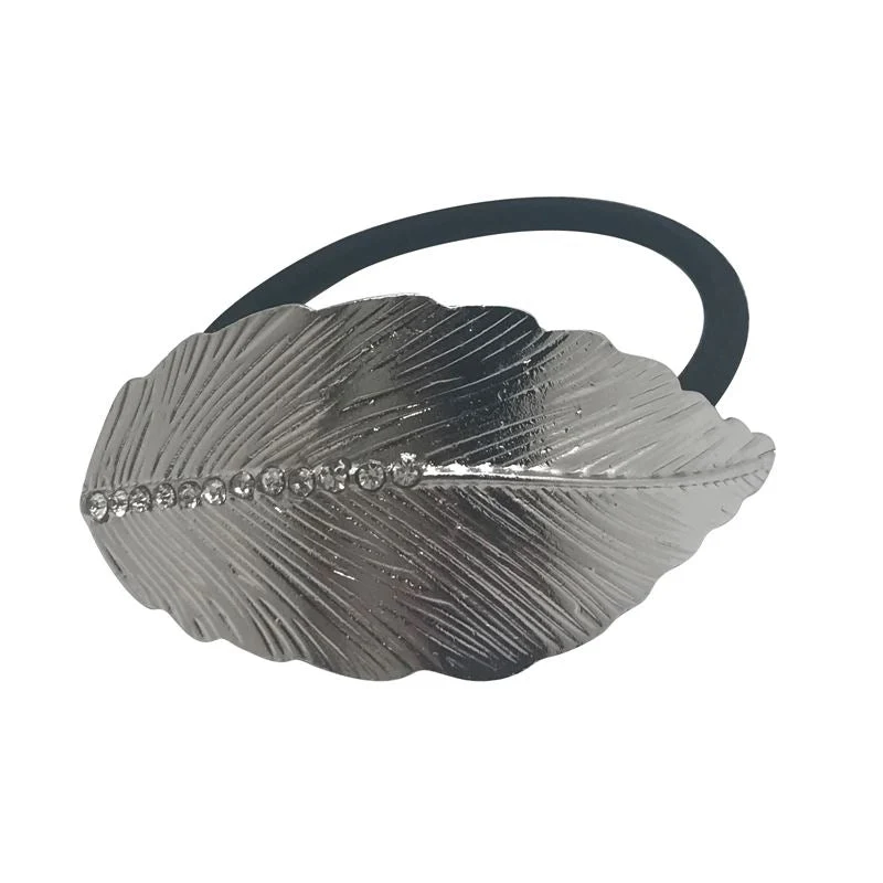 Haargummi mit Blatt-Anhänger – Silber von SOHO