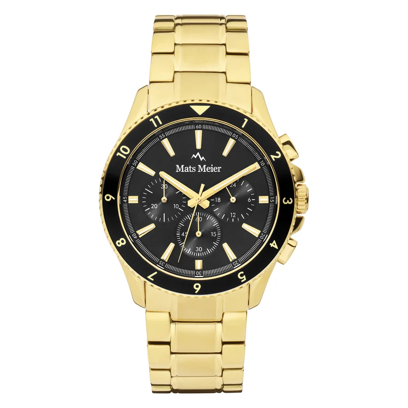 Mats Meier Ponte dei Salti Chronograaf HerrenUhr Goldfarbene und Schwarz MM00509