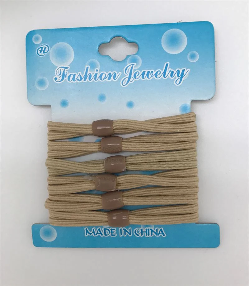 Haargummi doppelt – beige – 6er Pack