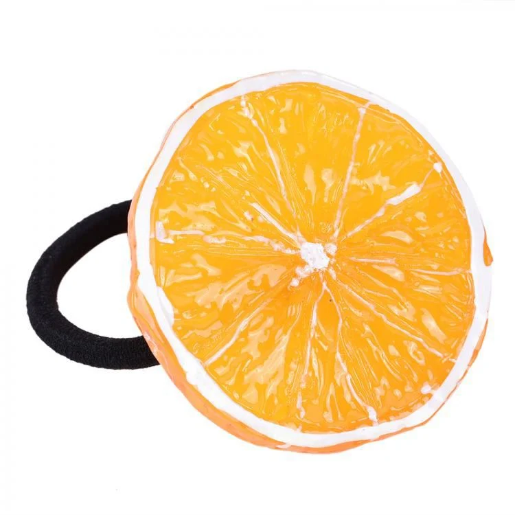 Haargummi – orange Motiv mit schwarzem Band