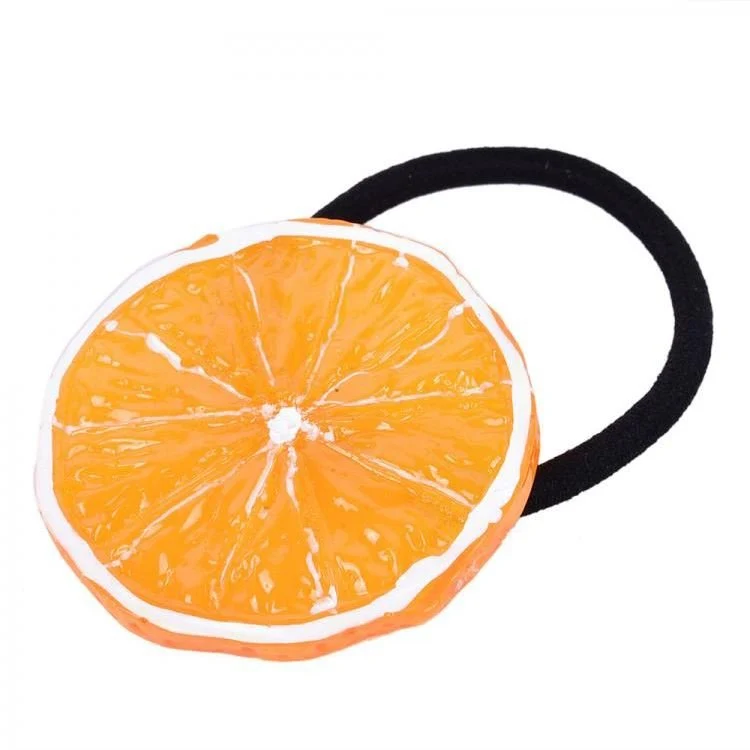 Haargummi – orange Motiv mit schwarzem Band