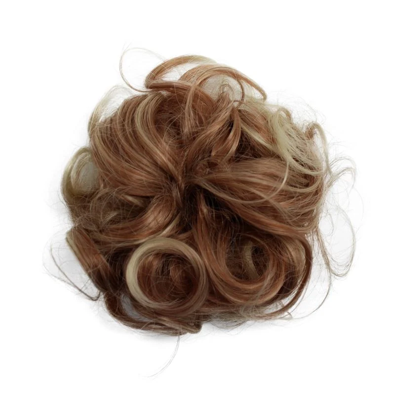 Haarverlängerung Dutt – lockig mit Kunsthaar – blond/Kupfer Mix