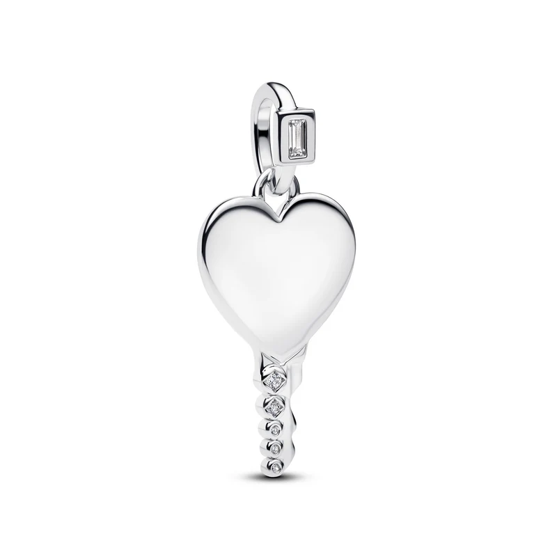 Pandora Moments 925 Sterling Silver Engravable Heart Key Shaped Pendant 394353C01