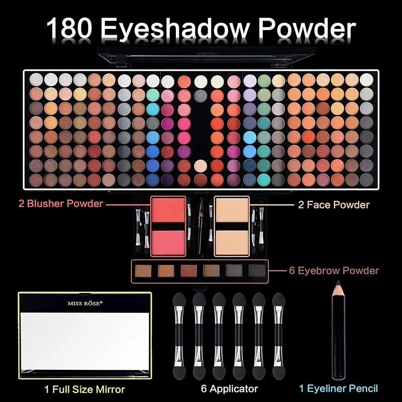 Miss Rose Make-up Palette – 180 Lidschattenfarben Set