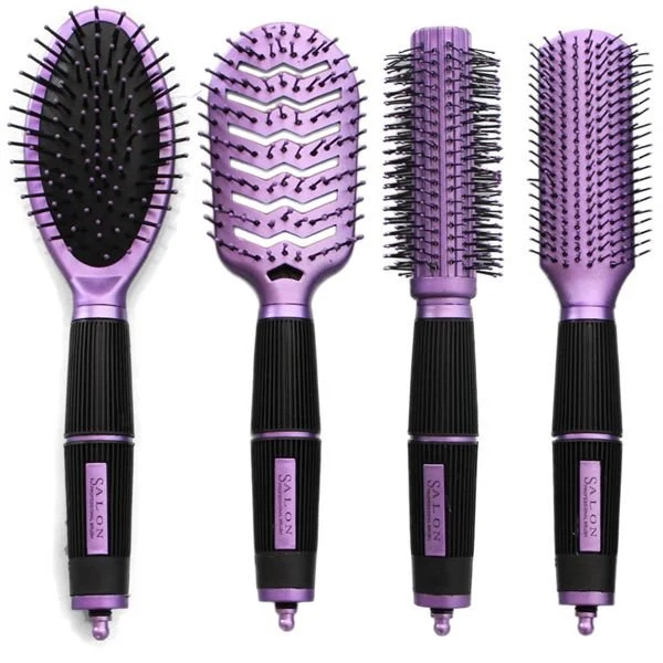 Haarbürsten Set – lila Edition – 4er Pack