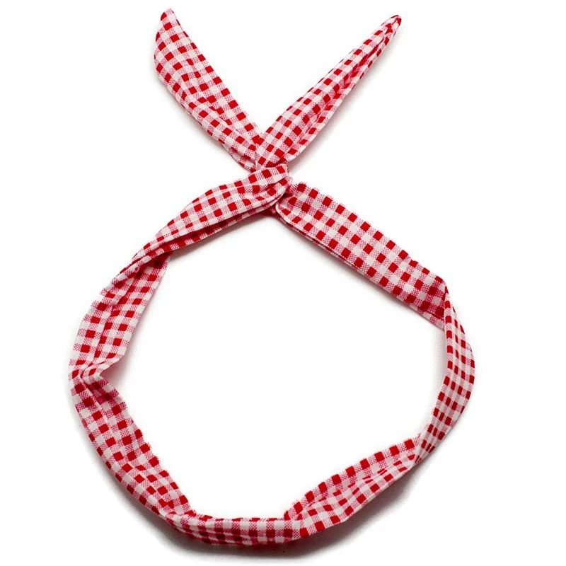 Flexibles Haarband mit Stahldraht – Rot kariert