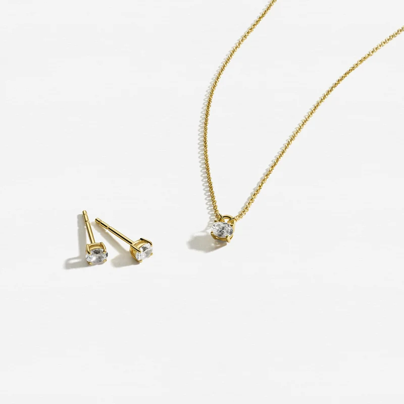 Sif Jakobs Gold Plated Ovale Necklace SJ-N2744-CZ-YG