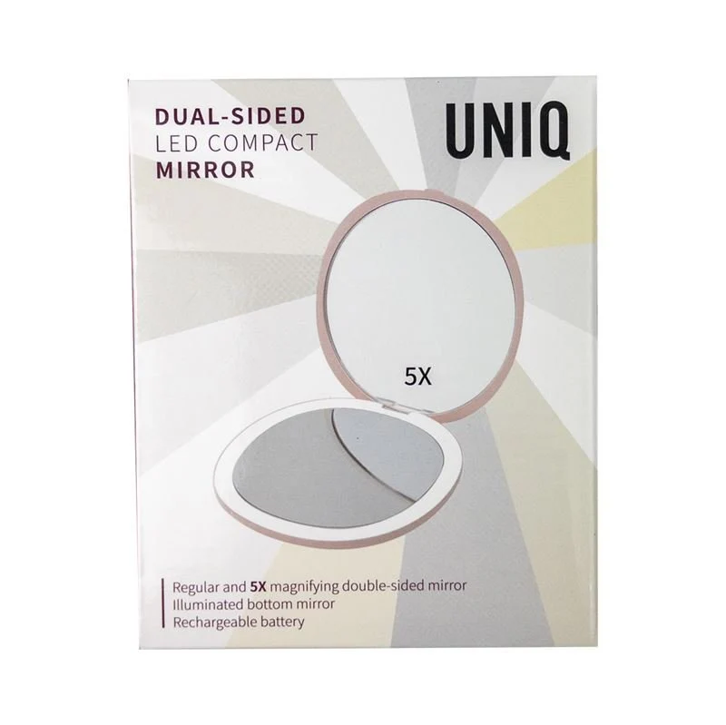 UNIQ Schminkspiegel – Reise-Spiegel mit LED & 5x Vergrößerung – Rose