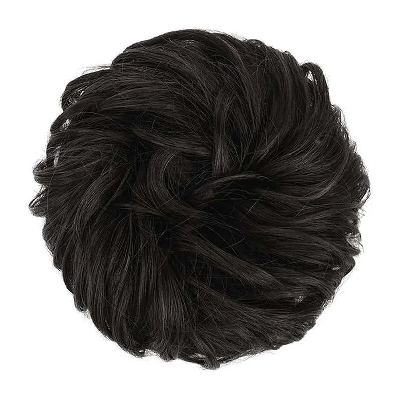 Haargummi Messy Bun mit lockigem Kunsthaar in #4 Schwarzbraun