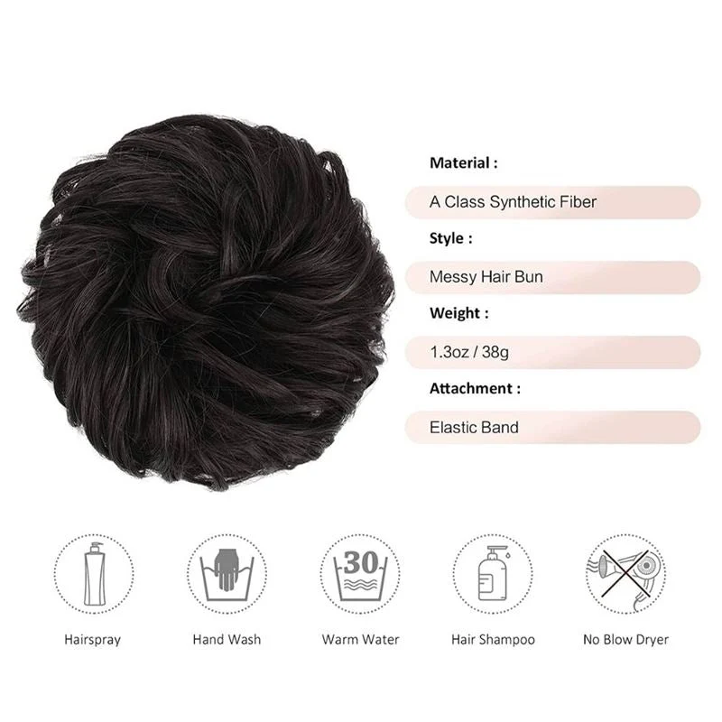 Haargummi Messy Bun mit lockigem Kunsthaar in #4 Schwarzbraun