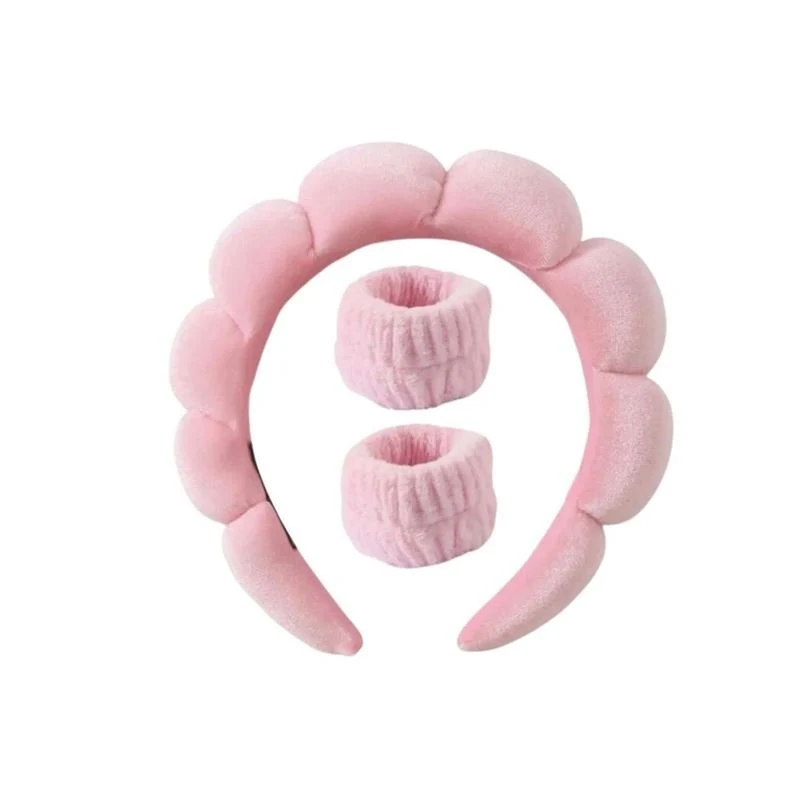 Spa-Stirnband und Mikrofaser-Armband - Rosa
