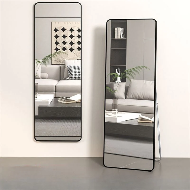 UNIQ Replica Wand-/Bodenspiegel aus Aluminium/Glas, 80 x 180 cm, Schwarz