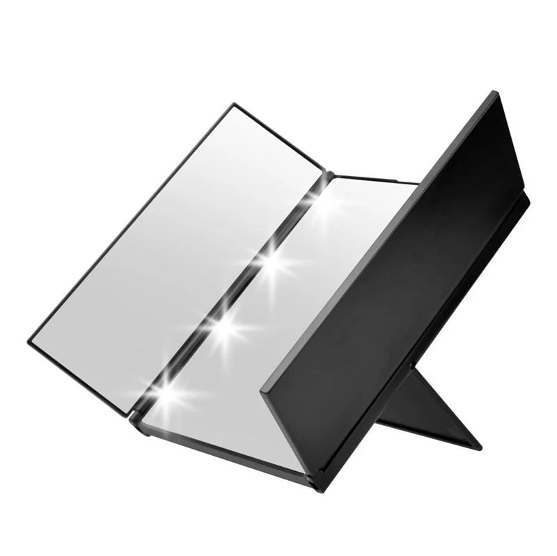Schminkspiegel UNIQ – 3-fach klappbar mit LED Licht – Schwarz