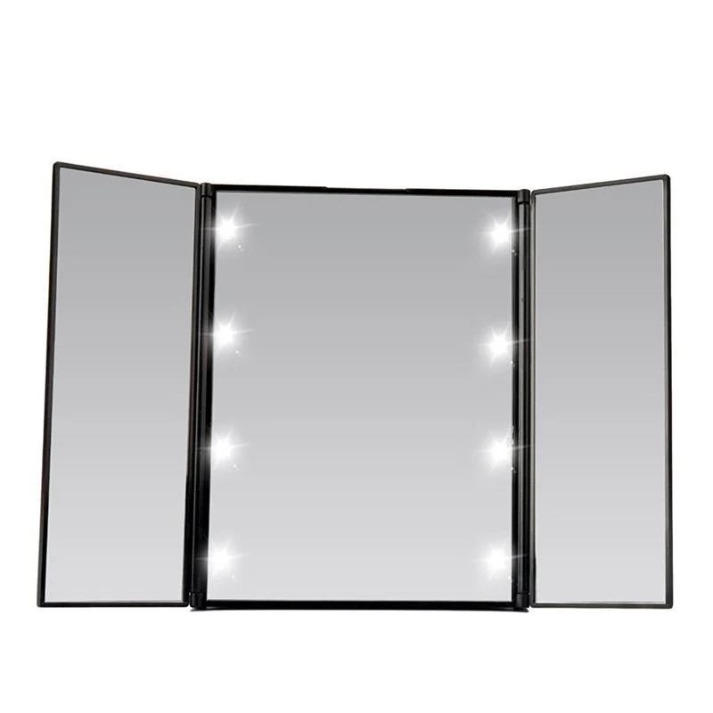 Schminkspiegel UNIQ – 3-fach klappbar mit LED Licht – Schwarz