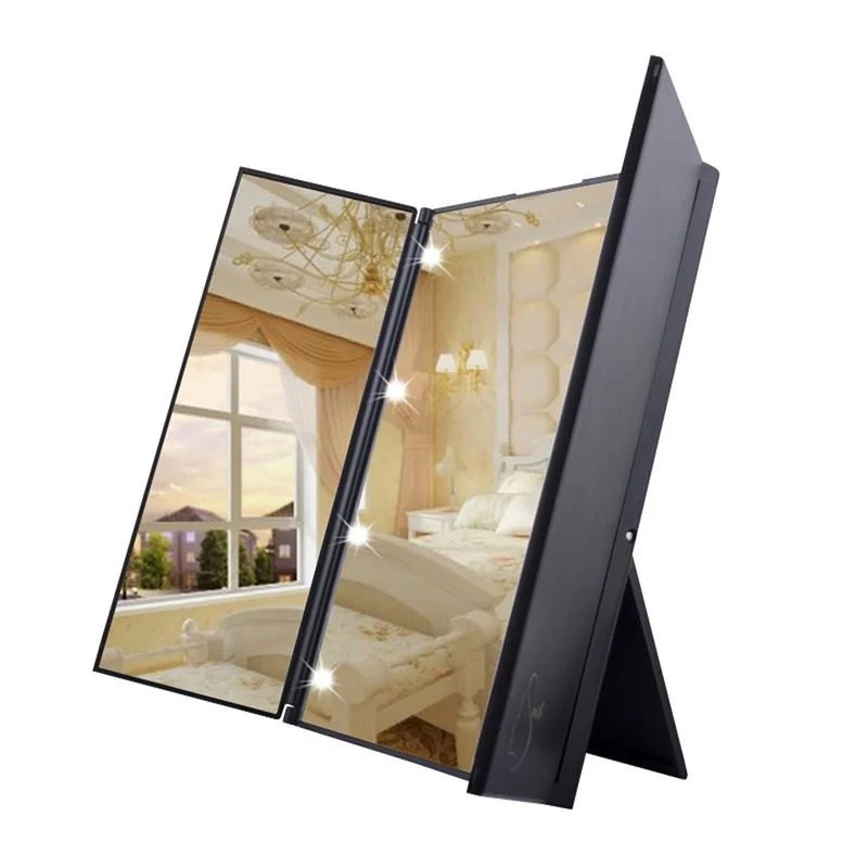 Schminkspiegel UNIQ – 3-fach klappbar mit LED Licht – Schwarz