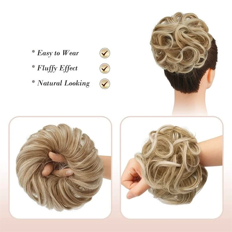 Haarverlängerung für Dutt – Dutt Haargummi Haargummi – Erdbeerblond & platinblond