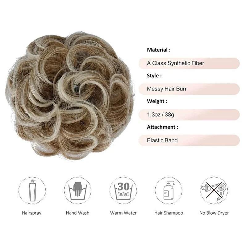 Haarverlängerung für Dutt – Dutt Haargummi Haargummi – Erdbeerblond & platinblond