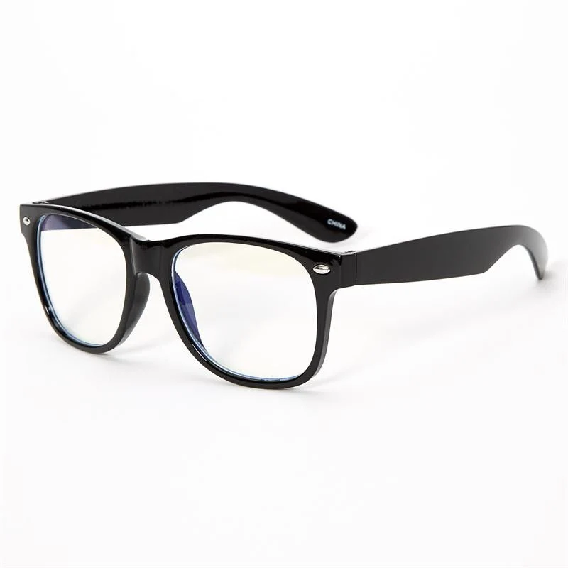 Blaulichtfilter Brille – Schwarz mit klaren Gläsern
