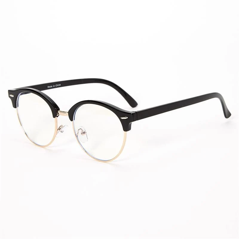 Blaulichtfilter Brille – Rund im Browline-Stil – Schwarz & Roségold