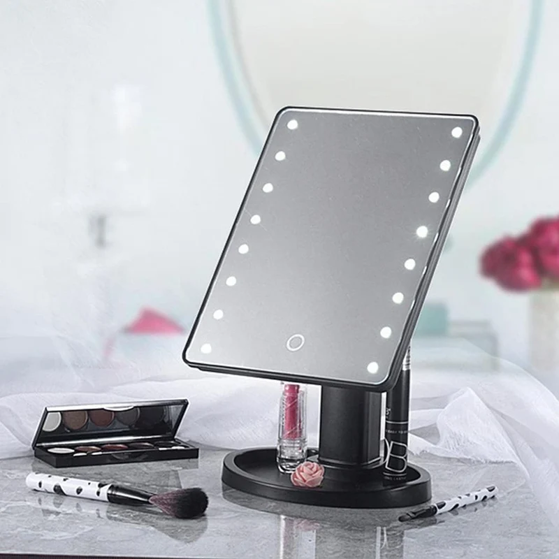 Schminkspiegel – UNIQ Hollywood mit 16 LED Lichtern – Schwarz