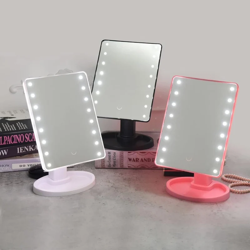 Schminkspiegel – UNIQ Hollywood mit 16 LED Lichtern – Schwarz