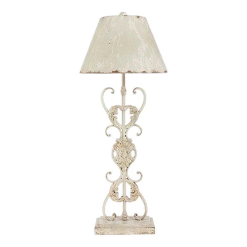 Distressed Metal Scroll Table Lamp