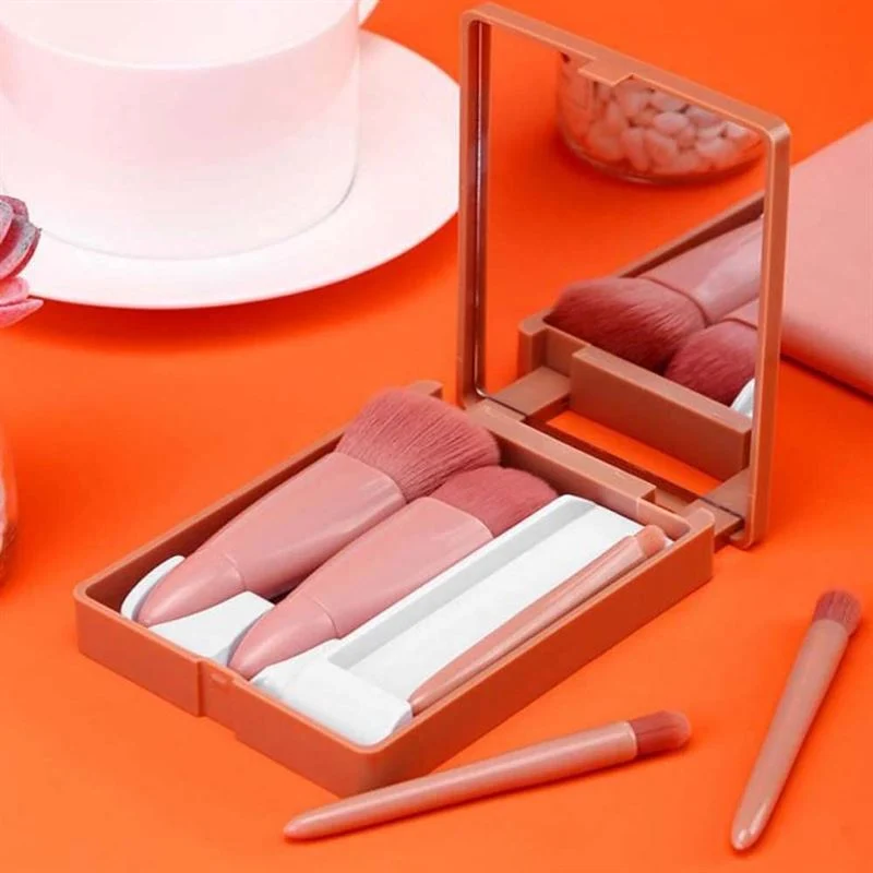 Technique PRO Reise-Make-up-Pinselset mit 5 Pinseln und Spiegel